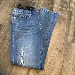 NWT! DG2 by Diane Gilman Light Blue Skinny Jeans with Rhinestone Detail